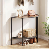 Half Moon Console Table 2-Tier Narrow Entryway Table with Storage Shelf