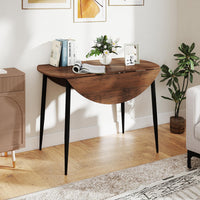 Round Kitchen Table Set w/Drop Leaf Tabletop