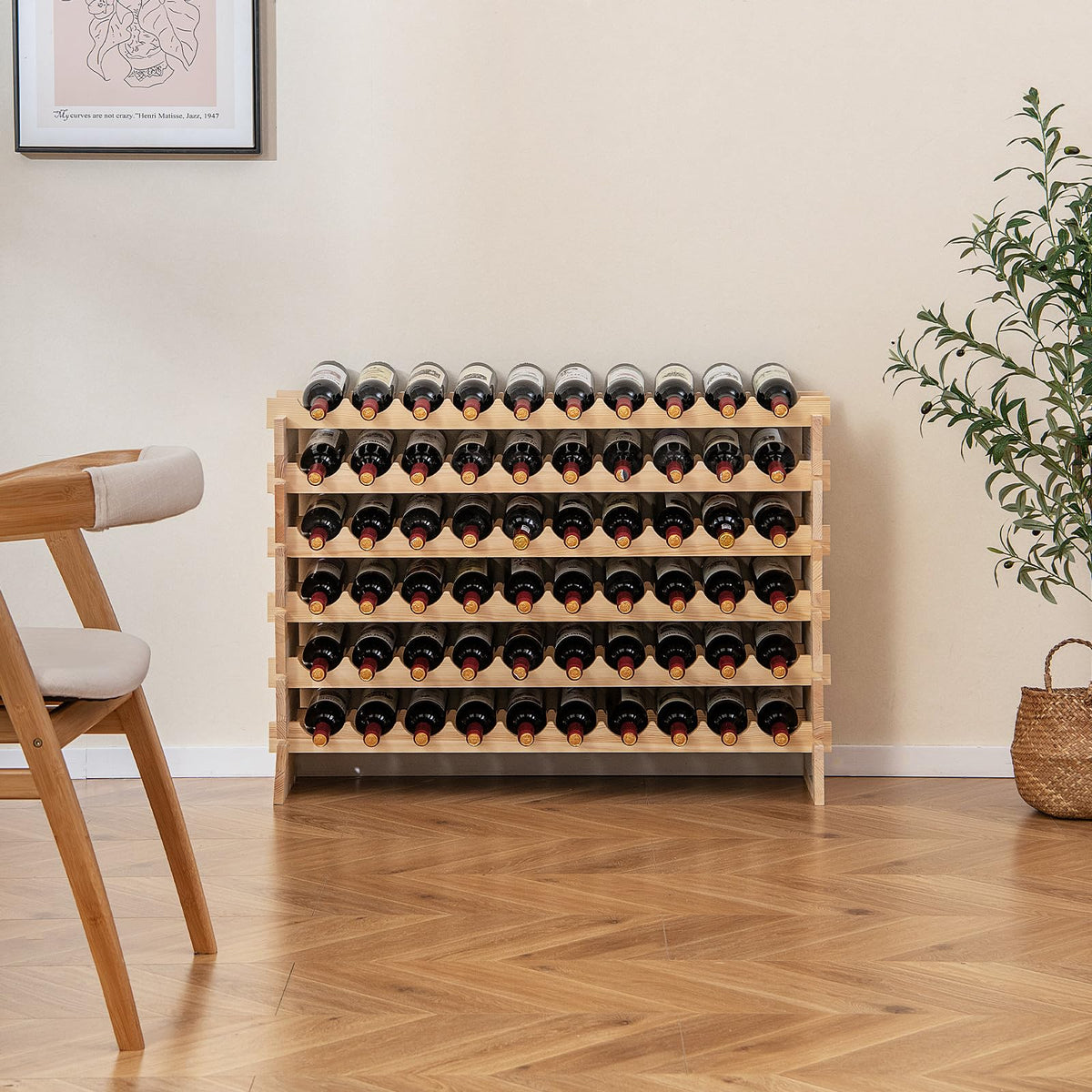 Giantex 60 Bottles Wine Rack, 6-Tier Stackable Modular Wine Bottle Holder