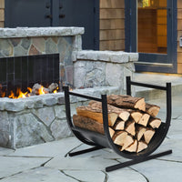 U-Shaped Firewood Rack with Handles for Fireplace Log Storage