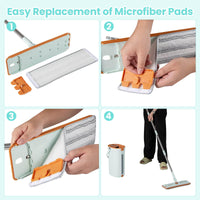 Mop and Bucket Set with Wringer and Washable Microfiber Pads