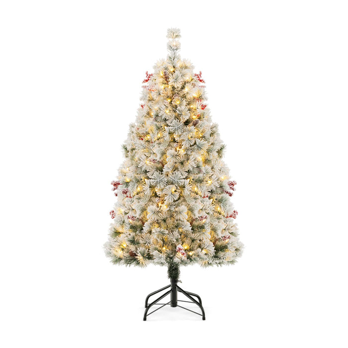 1.4M Hinged Flocked Christmas Tree with Pine Needles