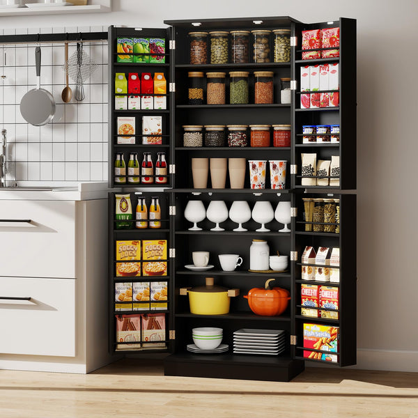 Giantex Kitchen Pantry Cabinet, 167 CM Freestanding Tall Buffet Cupboard w/Two 4-Tier Cabinets