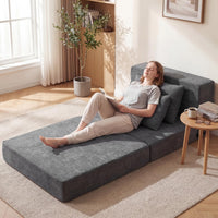 Giantex Folding Sofa Bed, 3-in-1 Convertible Sleeper Chair with 2 Pillows