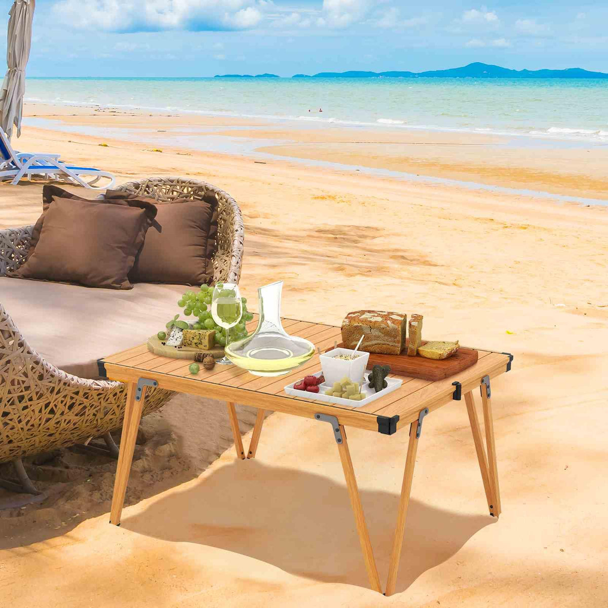 Folding Camping Table with Storage Bag and Waterproof Desktop