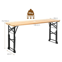 Patio Folding Picnic Table, Outdoor Large Beer Table with Adjustable Heights