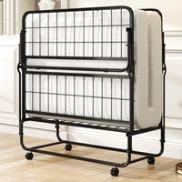 Twin Size Folding Bed, Rollaway Guest Bed with Memory Foam Mattress