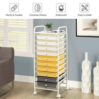 10-Drawer Rolling Storage Cart, Utility Tools Scrapbook Paper Organizer Cart