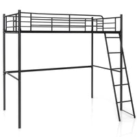 Twin Metal Loft Bed, Heavy-Duty Loft Bed Frame with Ladder & Safety Guard Rails