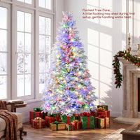 180cm Pre-Lit Artificial Christmas Tree with Snow Flocked Branch Tips