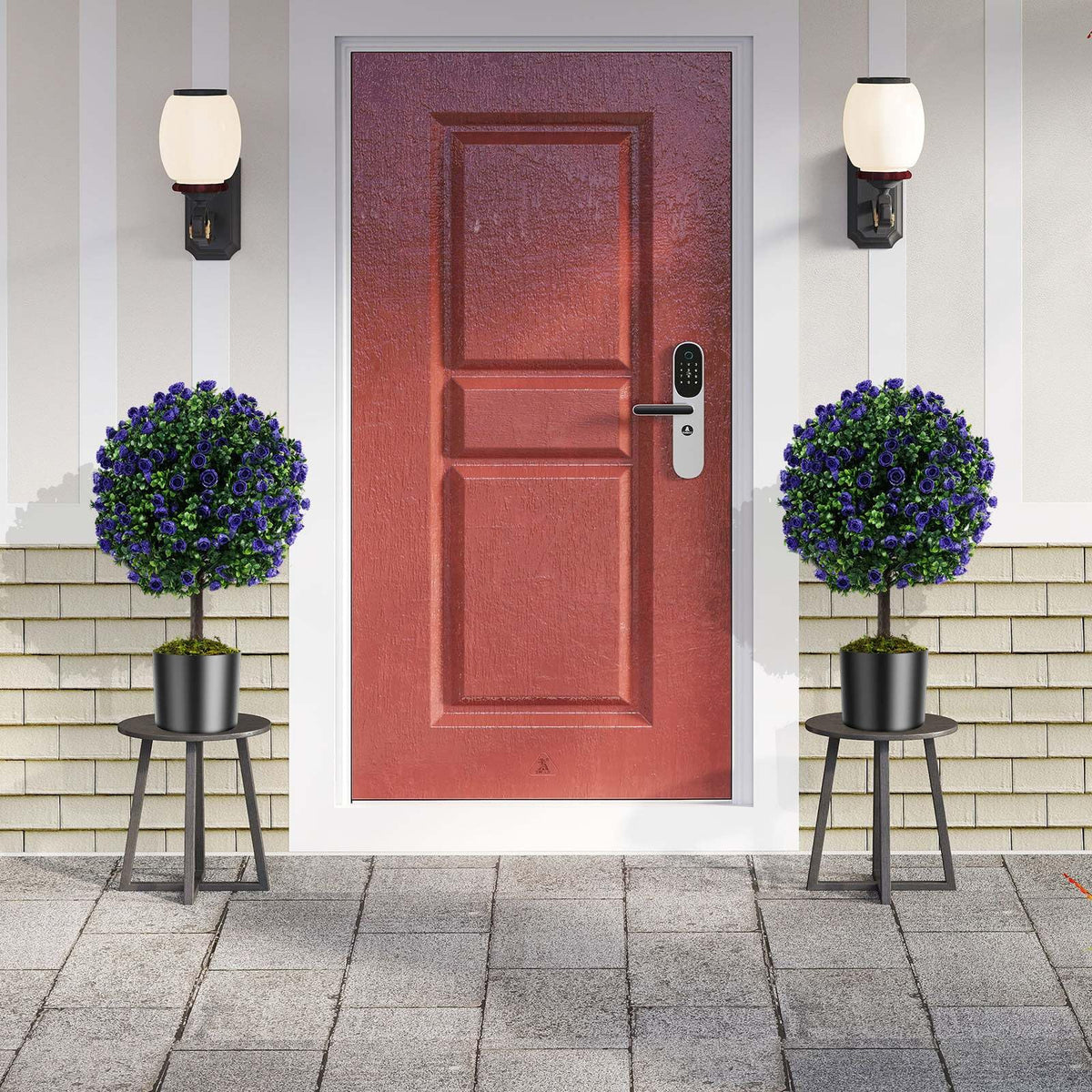et of 2 Artificial Purple Rose Topiary Ball Trees