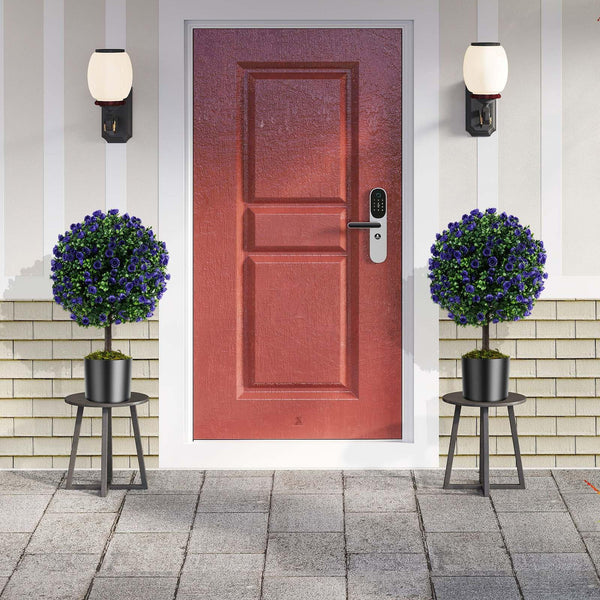 et of 2 Artificial Purple Rose Topiary Ball Trees