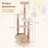164cm Cattail Cat Tower, 6-Layer Cat Activity Center