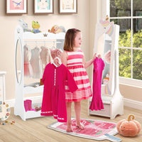 Kids Jewelry Cabinet with Full-Length Mirror and Foldable Drawer