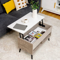 Giantex Lift Top Coffee Table, Wooden Lift Top Dining Table w/Hidden Storage Compartment & 2 Storage Shelves