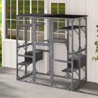 Large Outdoor Wooden Cat House 180cm Catio Enclosure w/Weatherproof Asphalt Roof
