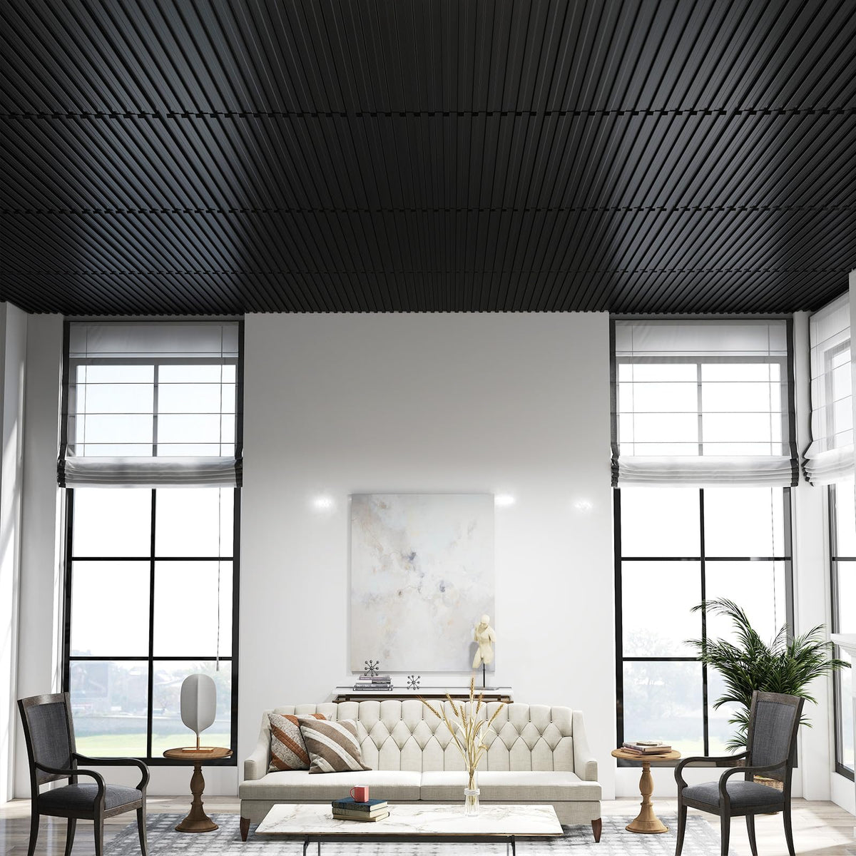 60.5 x 21.5cm 24-Pack PVC Slat Wall Panels for Interior Wall Decoration