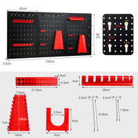 Costway 3PCs Pegboard Wall Organizer Board Kit Metal Toolboard Wall Hanging Rack w/25 Accessories Kitchen Garage