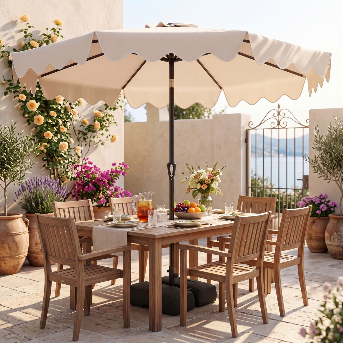 2.8M Patio Umbrella with Weighted Base Sandbags and Push Button Tilt