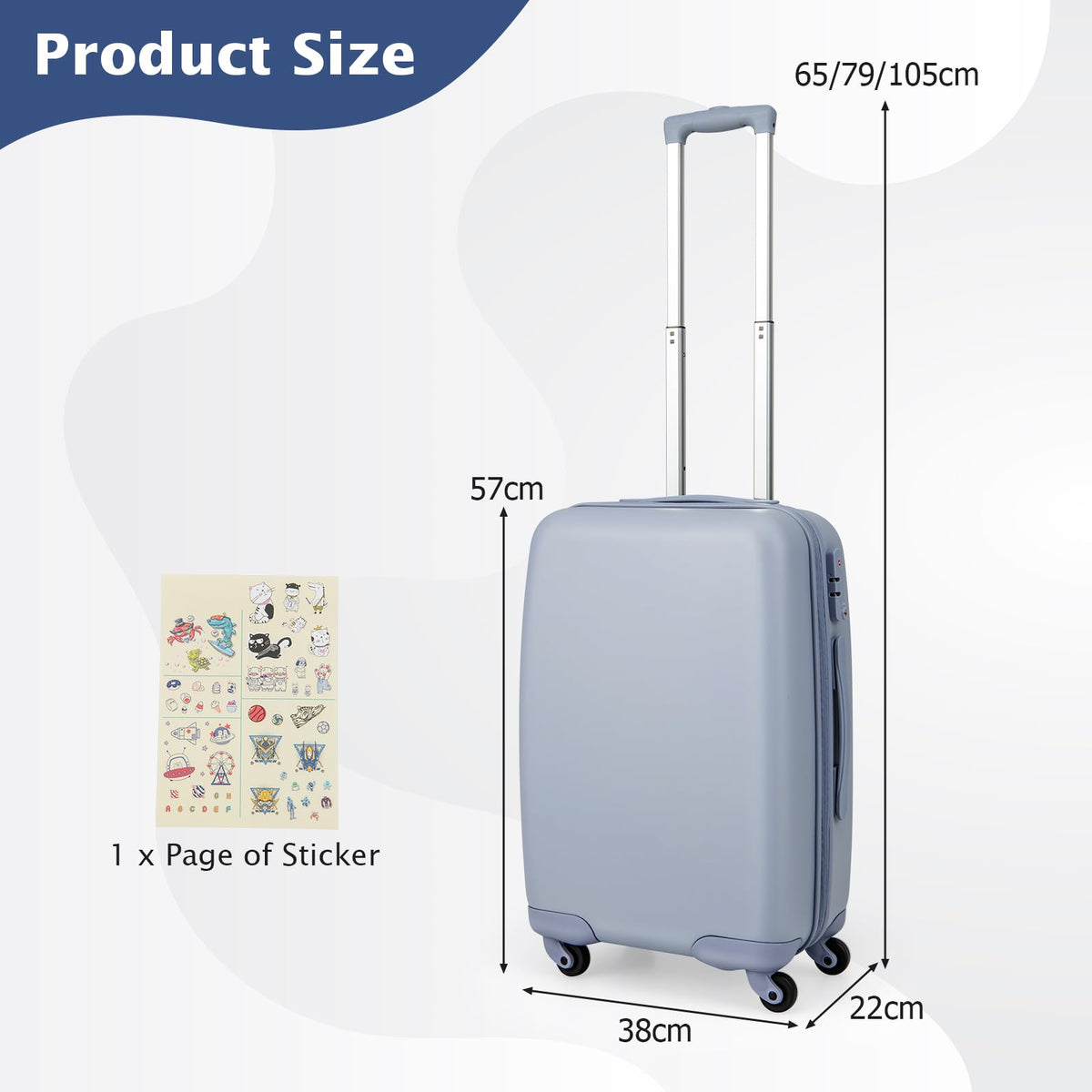 Hard-Side Luggage with Spinner Wheels, 20" Carry-on Luggage with TSA Lock