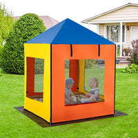 Kids Wooden Sandbox with Canopy, Outdoor Large Fir Wood Playhouse w/Bottom Liner