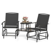 2-Seater Outdoor Glider Bench with 2-Tier Center Table