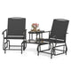 2-Seater Outdoor Glider Bench with 2-Tier Center Table