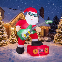 235cm Christmas Inflatable Decoration Santa Claus Plays Guitar with Lights and Music Player