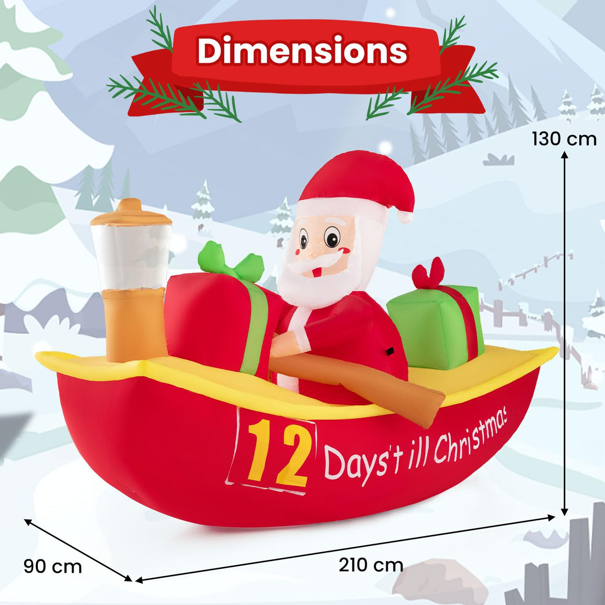 2.1M Long Christmas Inflatables with Navigation Light for Yard
