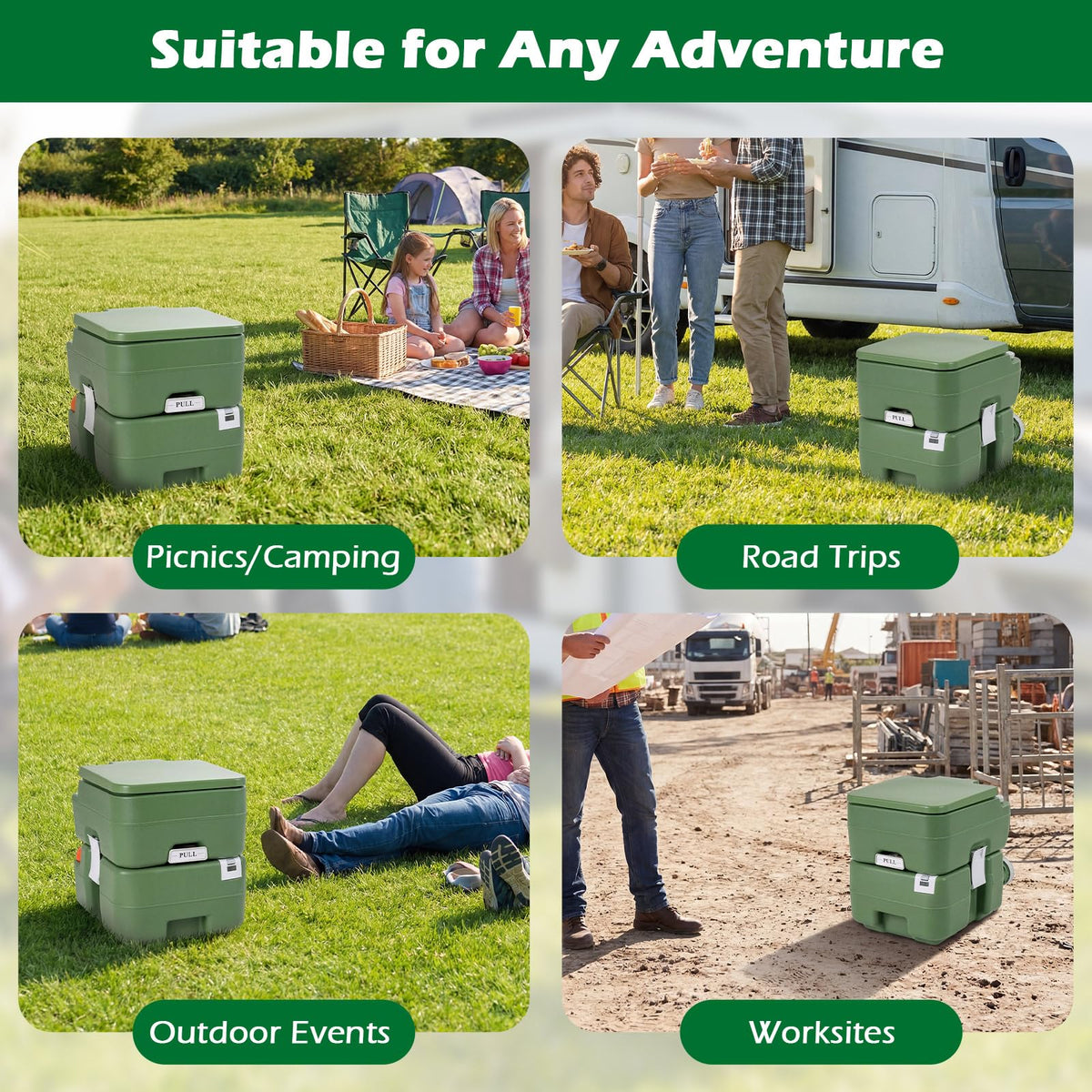Portable Camping Toilet Porta Potty with Level Indicator