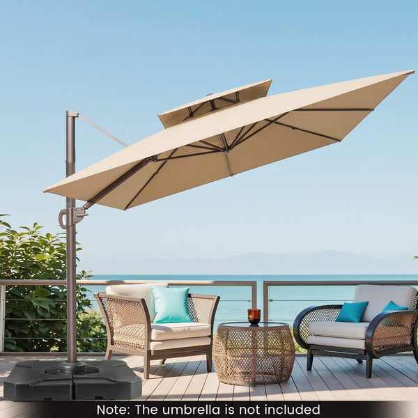 124kgCantilever Patio Umbrella Base,Heavy-Duty 2-Piece Square Plates