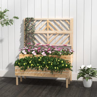 Giantex 2-Tier Raised Garden Bed w/Trellis, Wooden Elevated Planter Box w/Legs