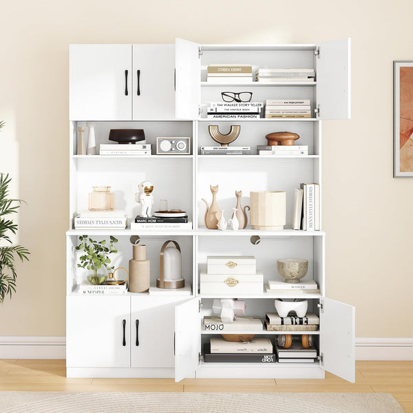 Giantex Pantry Cabinet with Power Outlets, Freestanding Narrow Kitchen Hutch