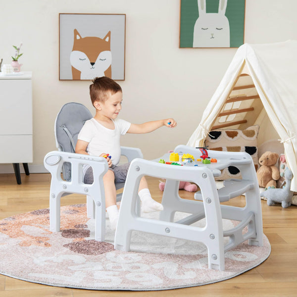 3-in-1 Highchair with Removable 4-Position Tray and Seat Cushion for 6-36 Months