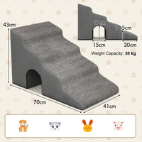 4-Tier High Density Foam Dog Ramps, Extra Wide Pet Stairs with Non-slip Bottom for High Beds & Couches