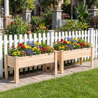 Wooden Raised Garden Bed with Legs and Drainage Holes