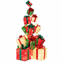 15 Pieces Staked Lighted Christmas Boxes with 450 Light Bulbs