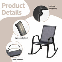 2pcs Patio Rocking Ergonomic Chair w/Sturdy Metal Rocker &Breathable Fabric Seat