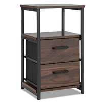 Giantex Retro Nightstand, Bedside Table with 2 Removable Fabric Drawers & Sturdy Metal Frame