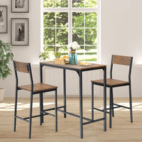 Giantex 3 Pieces Bar Table Set, Counter Height Bistro Table with 2 Stools, Rustic Brown & Black