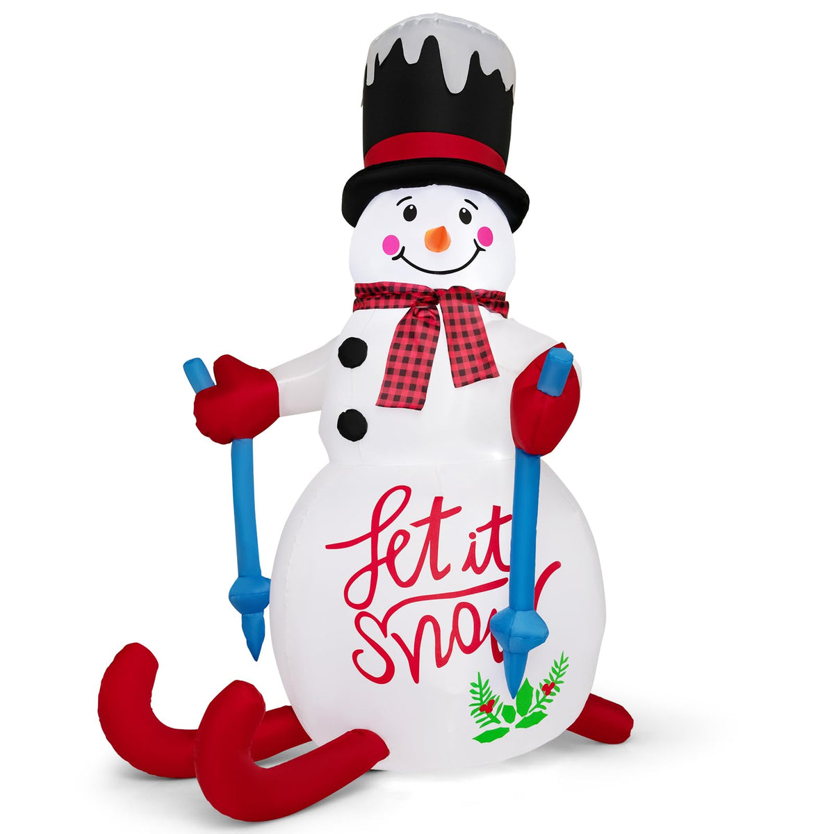 185CM Christmas Inflatable Illuminated Skiing Snowman for Yard