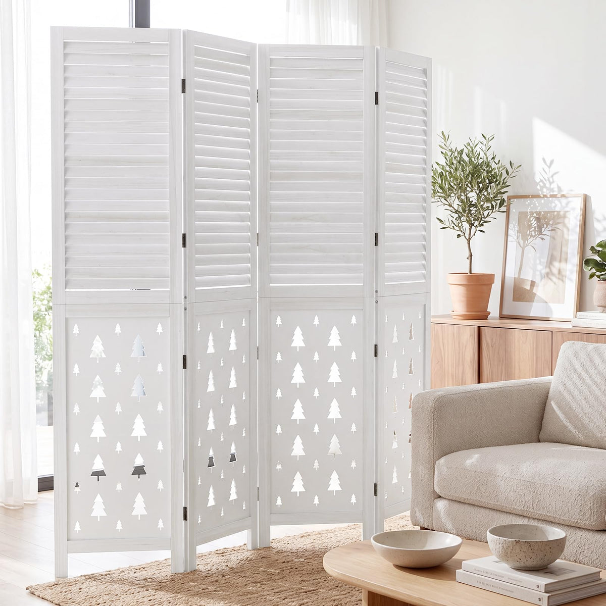 170cm Tall Wood Room Divider with 4/6 Panel
