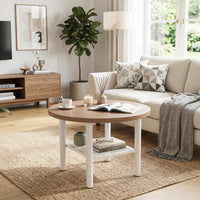 Giantex Round Coffee Table, 2-Tier Modern Circular Center Table