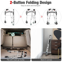 2-Button Folding Walker, Height Adjustable Walking Aid