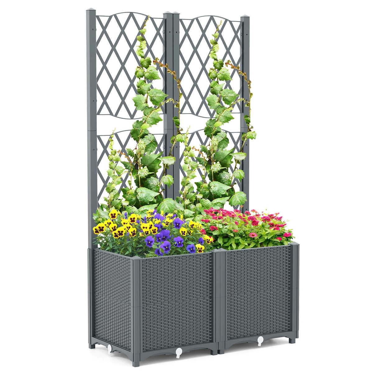 Elevated Planter Box with Trellis for Patio Balcony Vertical Garden