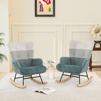 Nursery Rocking Chair with Boucle Fabric Ergonomic Armrests and High Back