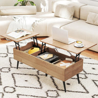 Heavy-Duty Metal Frame Tea Table Center Table w/Hidden Compartments