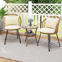 3 Pieces PE Wicker Patio Bistro Set, Outdoor Conversation Set