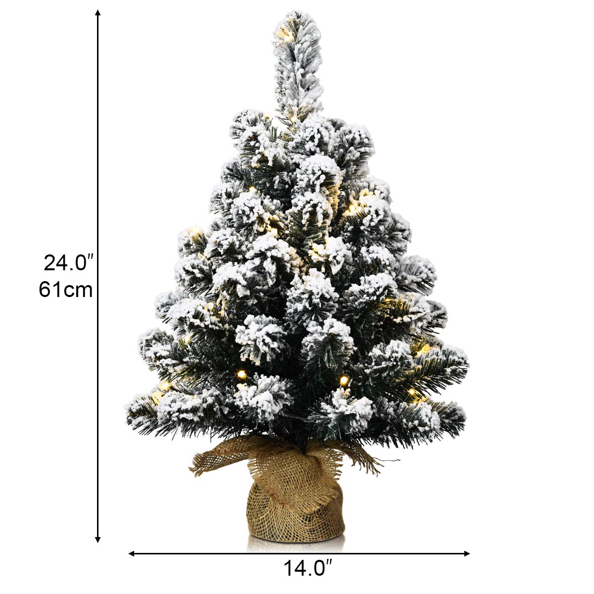 67cm Pre-Lit Snow Flocked Tabletop Christmas Tree with 8 Flash Modes