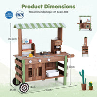 Pretend Play Market Food Cart with Ovens and Shelves for Boys and Girls
